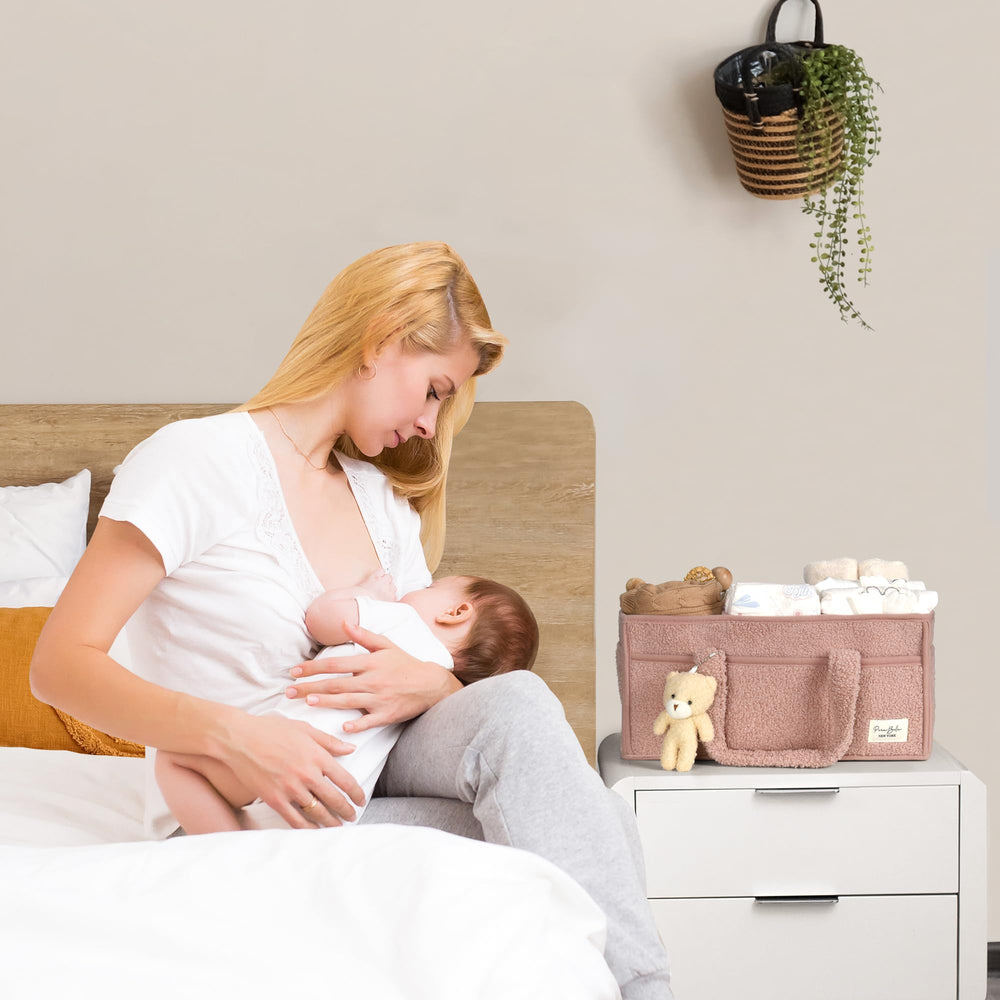 PeraBella diaper bin and changing basket for everyday use.