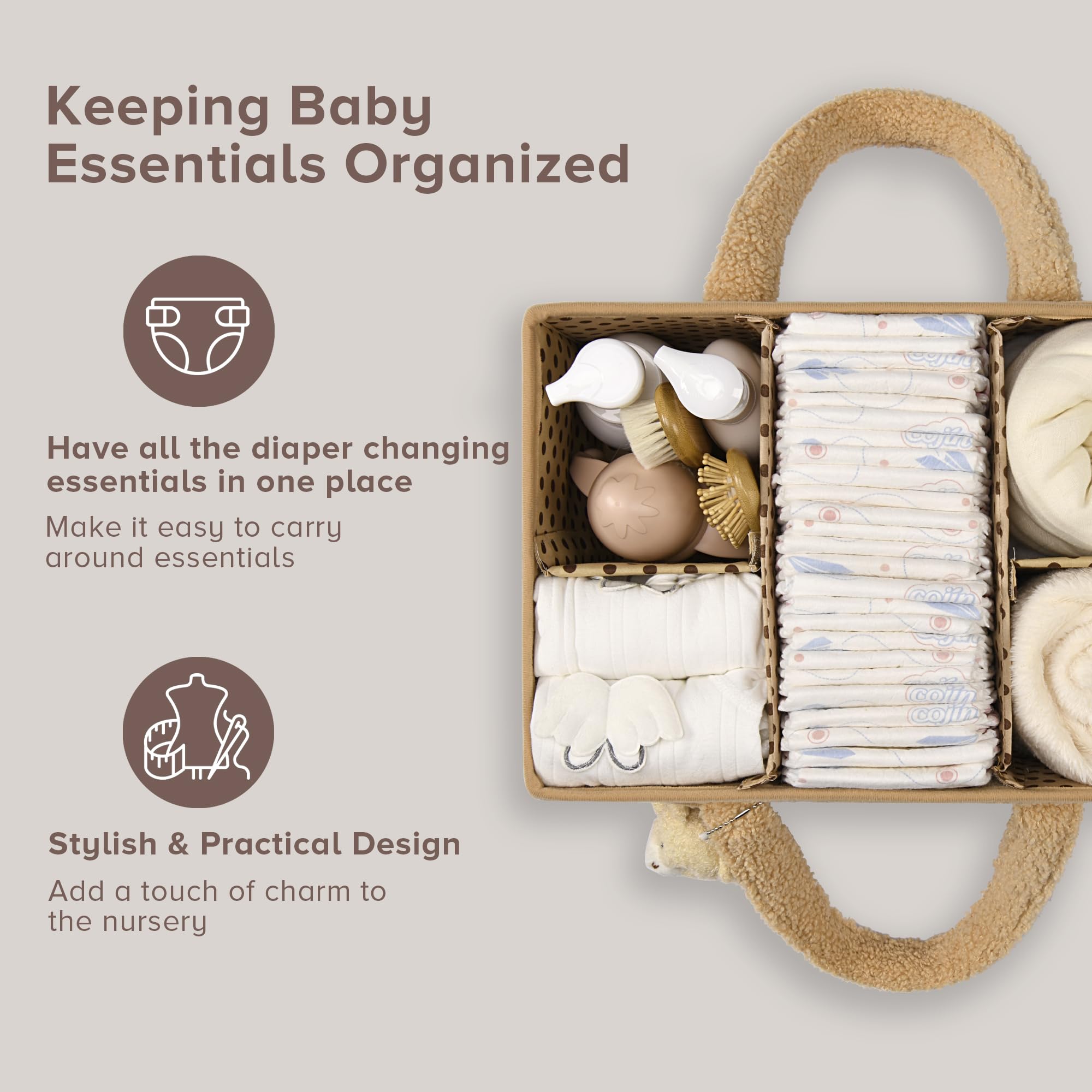 PeraBella Diaper Caddy fits car-organizer use on trips.