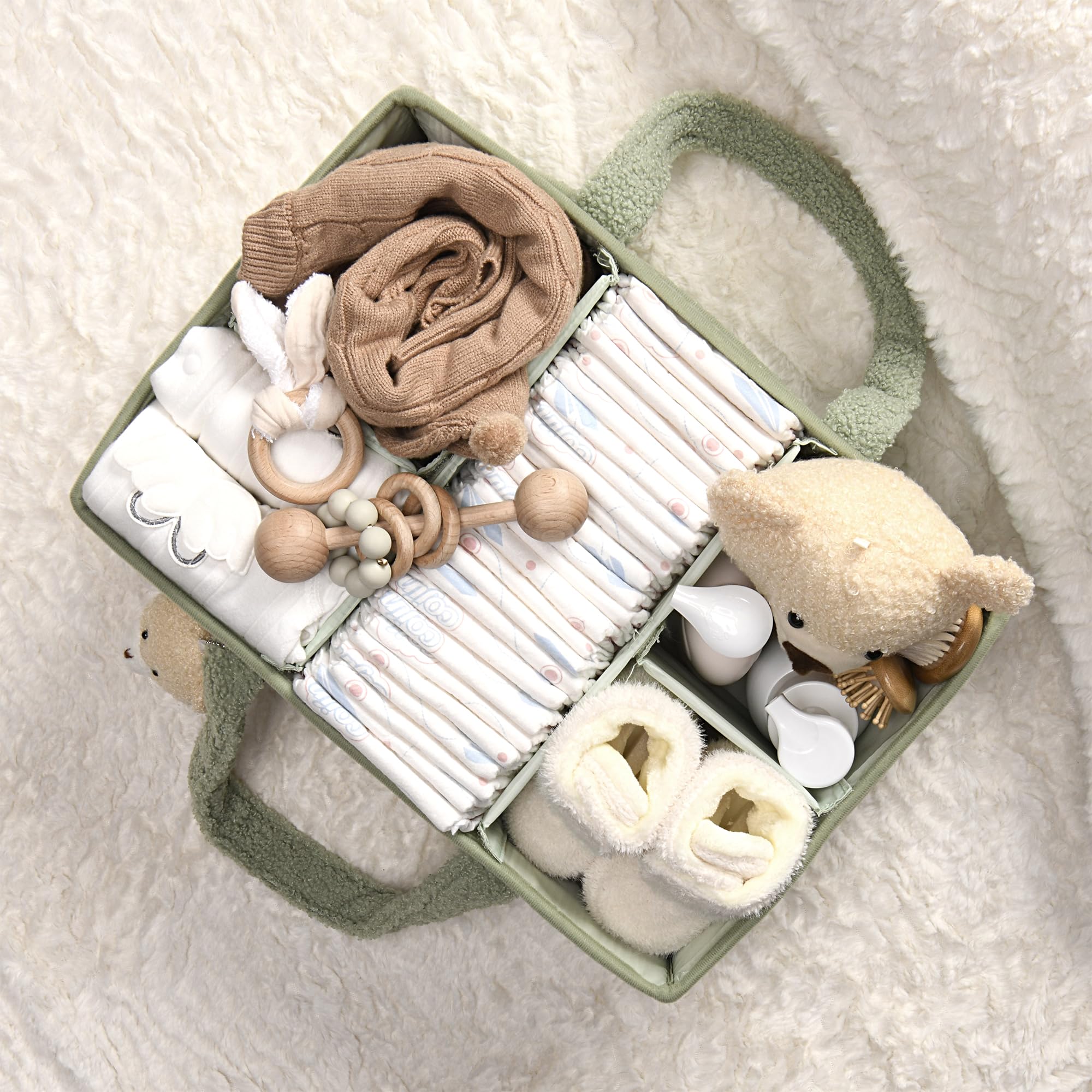 PeraBella diaper caddy dimensions 15x10x7 inches suitable for nursery spaces.