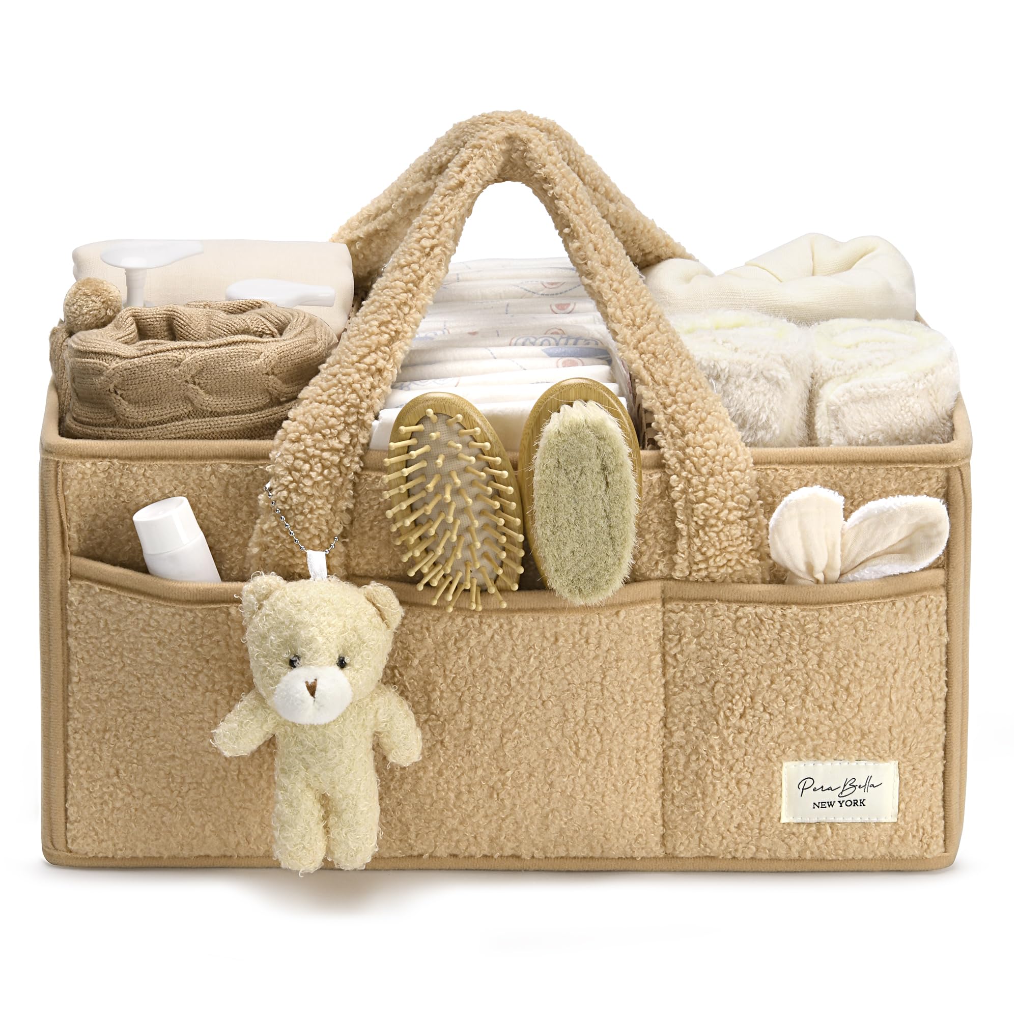 PeraBella Diaper Caddy front view keeps nursery organized.