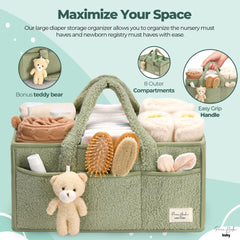 PeraBella diaper caddy with multi compartments for organized essentials.