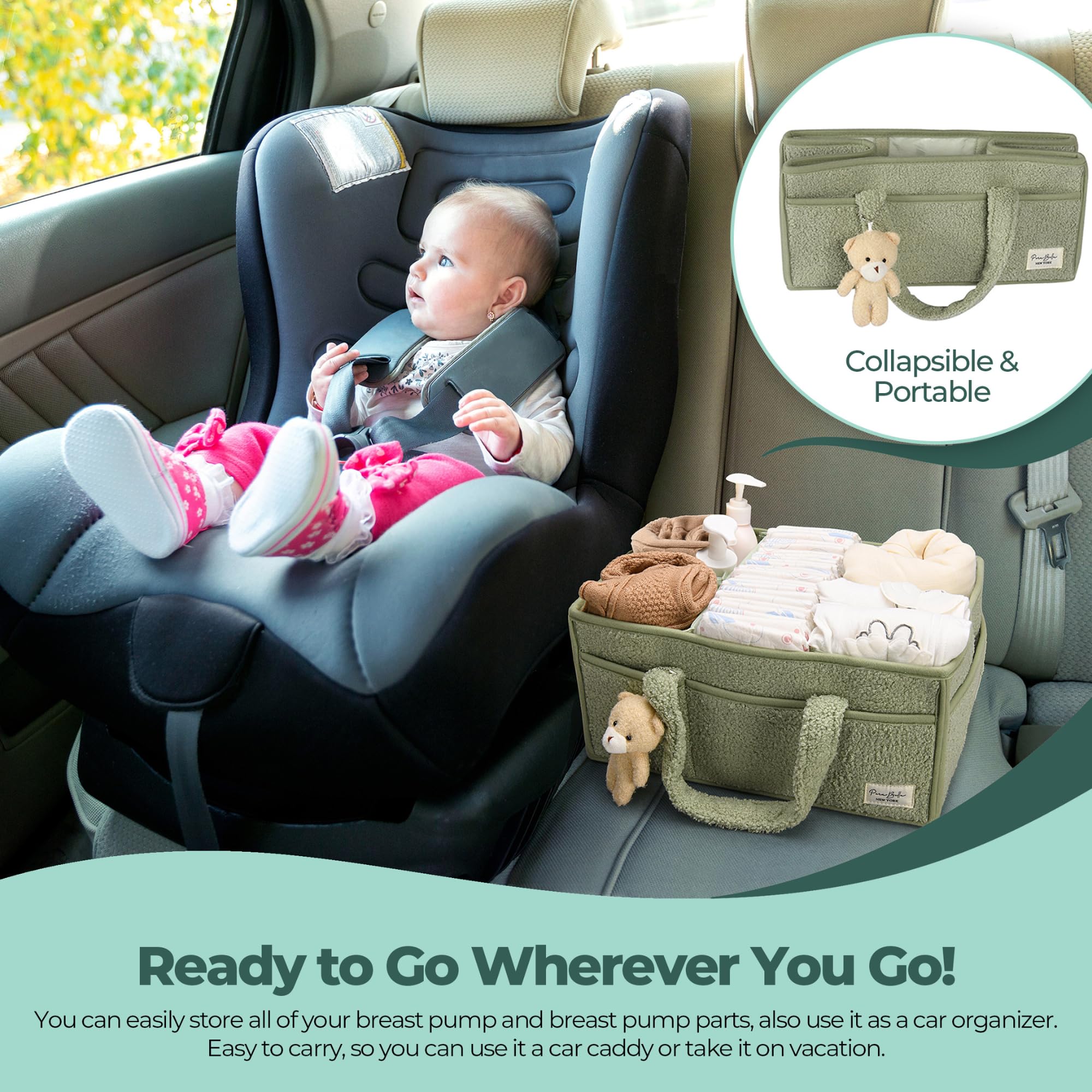 PeraBella nursery-storage helps consolidate wipes, creams, toys, and swaddles.
