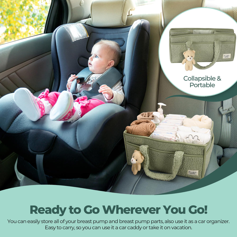 PeraBella nursery-storage helps consolidate wipes, creams, toys, and swaddles.