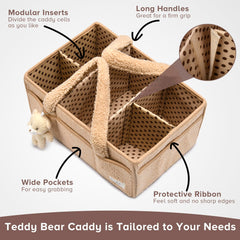 PeraBella Diaper Caddy removable dividers showcase customizable compartments.