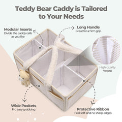 Perabella nursery storage multi-compartments organize diapers, wipes, and creams neatly.