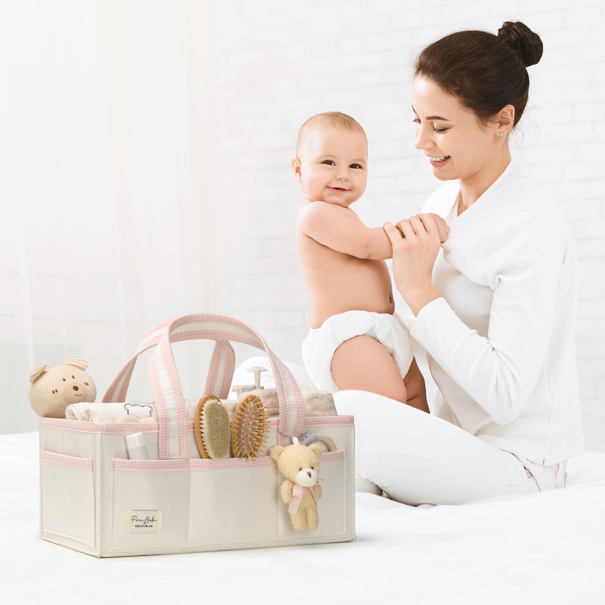 Perabella XL Diaper Caddy changing table organization solution for nurseries.