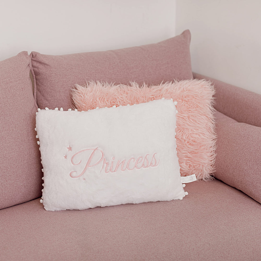 Perfectto Design princess pillow and pink fur offer gift-ready decor.