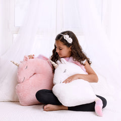 Perfectto Design unicorn pillows fluffy-closeup highlight plush texture ideal for cozy naps.