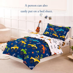 PERFMET car-print toddler bedding fitted sheet ensures snug, secure fit.