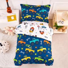 PERFMET car-print toddler bedding flat sheet adds easy-care comfort and warmth.