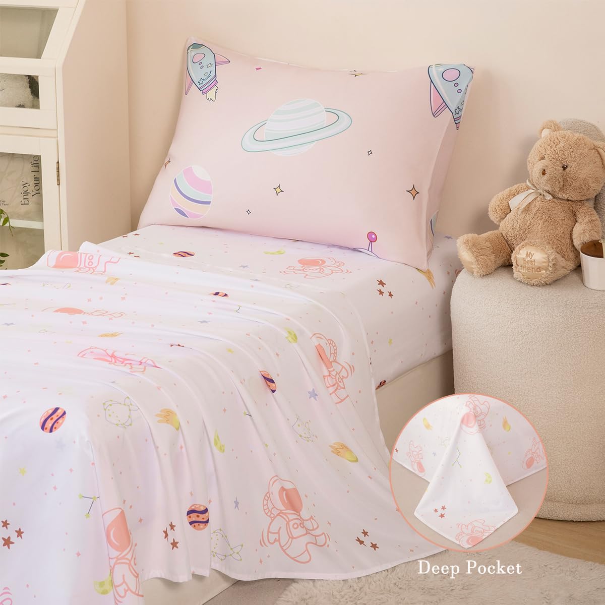 PERFEMET space-theme pillowcase promoting soft skin contact and easy washing