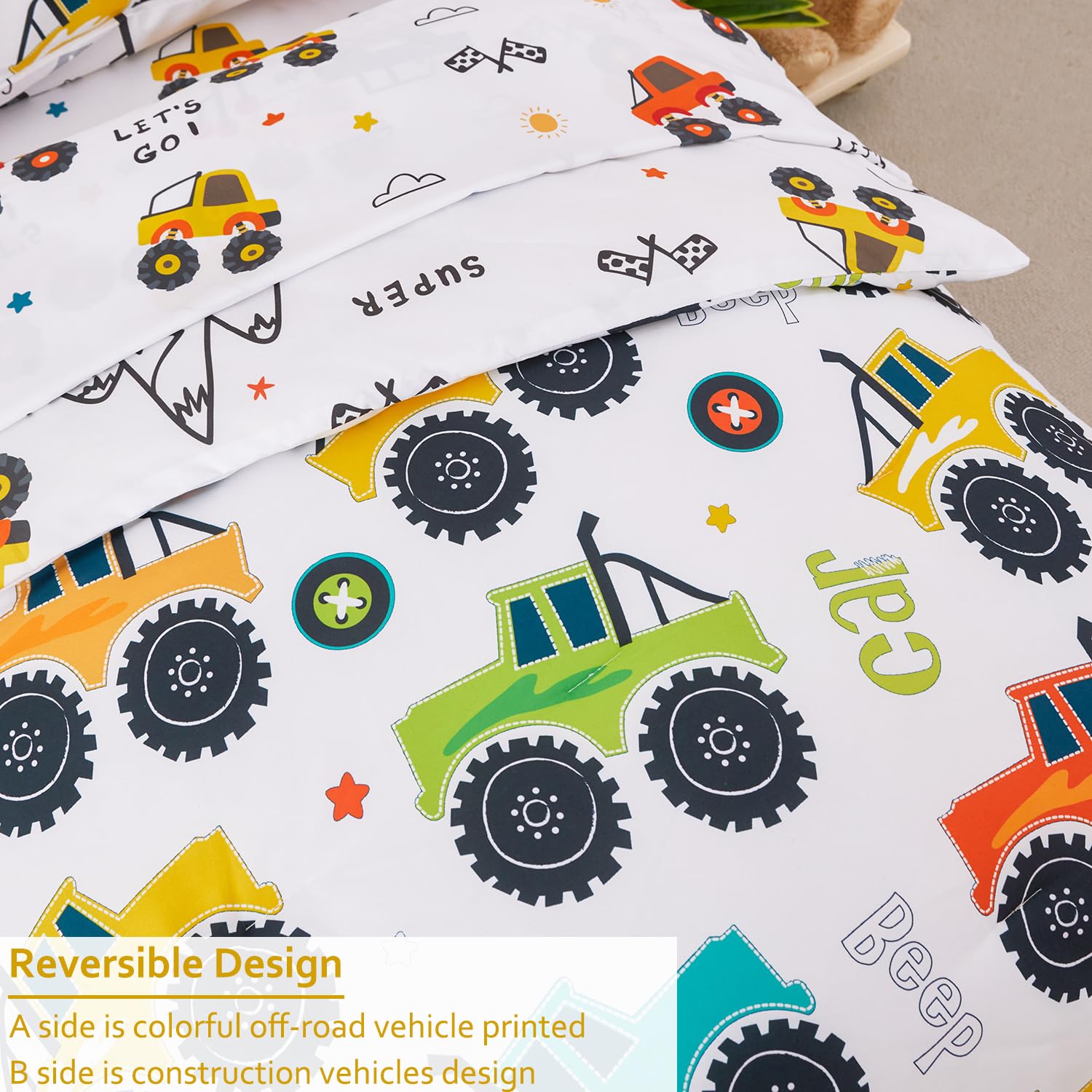 PERFEMET pillowcase cars design provides soft, washable bedtime comfort