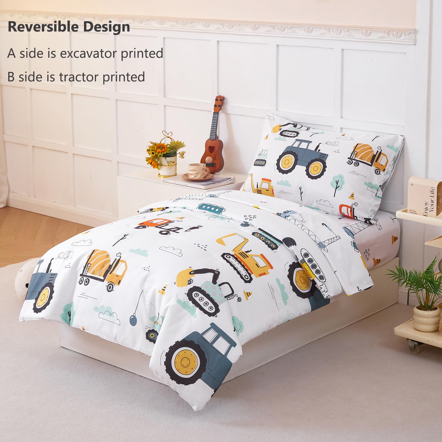PERFEMET toddler-flat-sheet 45x60 coordinating with car motif for easy layering