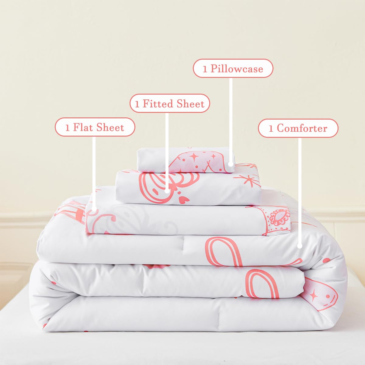 PERFEMET bow comforter pink bedroom-decor shows princess style mood for room styling.