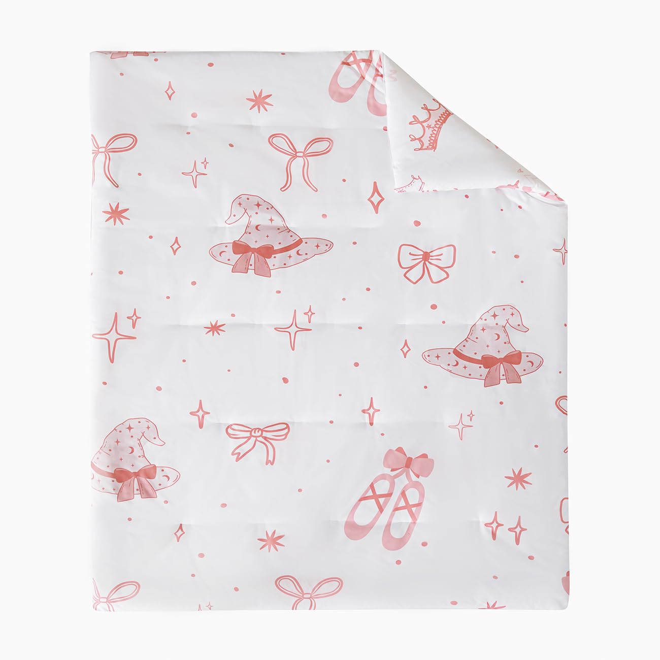 PERFEMET bow comforter pink vacuum-packaging keeps set compact for shipping.