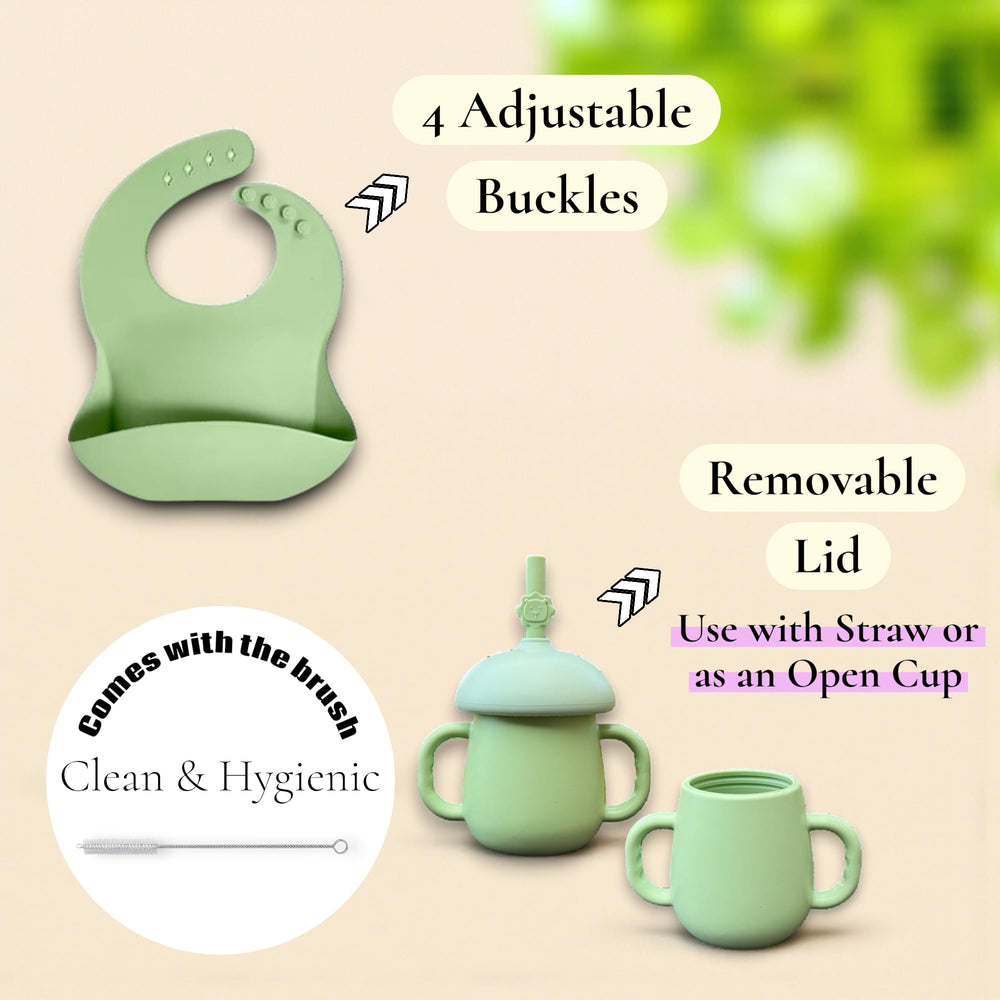 Perlyna Silicone Bib adjustable catch-all reduces drips during meals