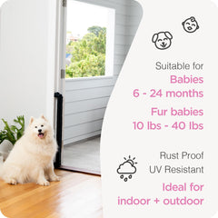 Perma Child Safety mesh gate close-up showing UV-resistant material.