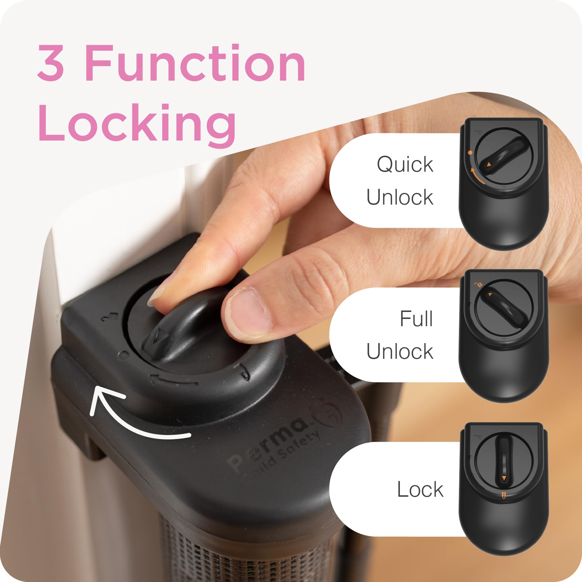 Perma Child Safety gate demonstrates one-handed operation for busy households.