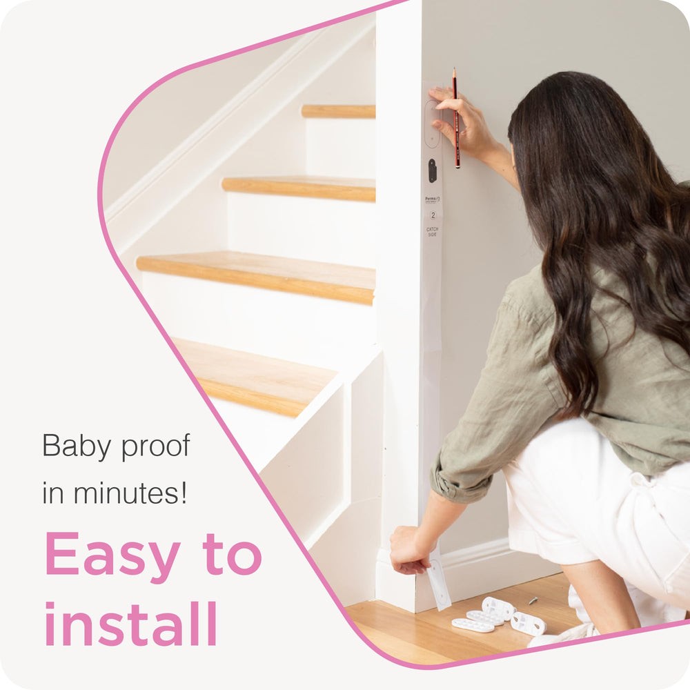 Perma Child Safety gate keeps pets contained in living spaces.
