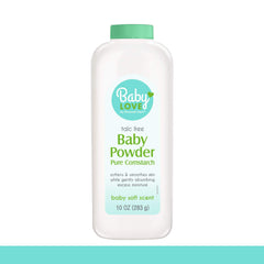Personal Care Baby Powder being poured for easy application after bath or diaper change.