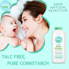 Personal Care Baby Powder texture close-up shows fine, absorbent powder for moisture control.