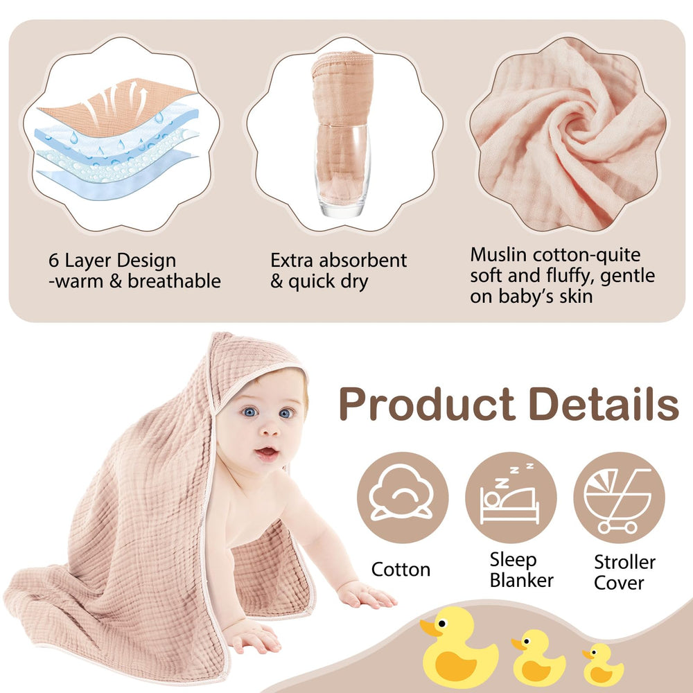 Peryiter 32x32-inch towel wraps baby securely after bath.