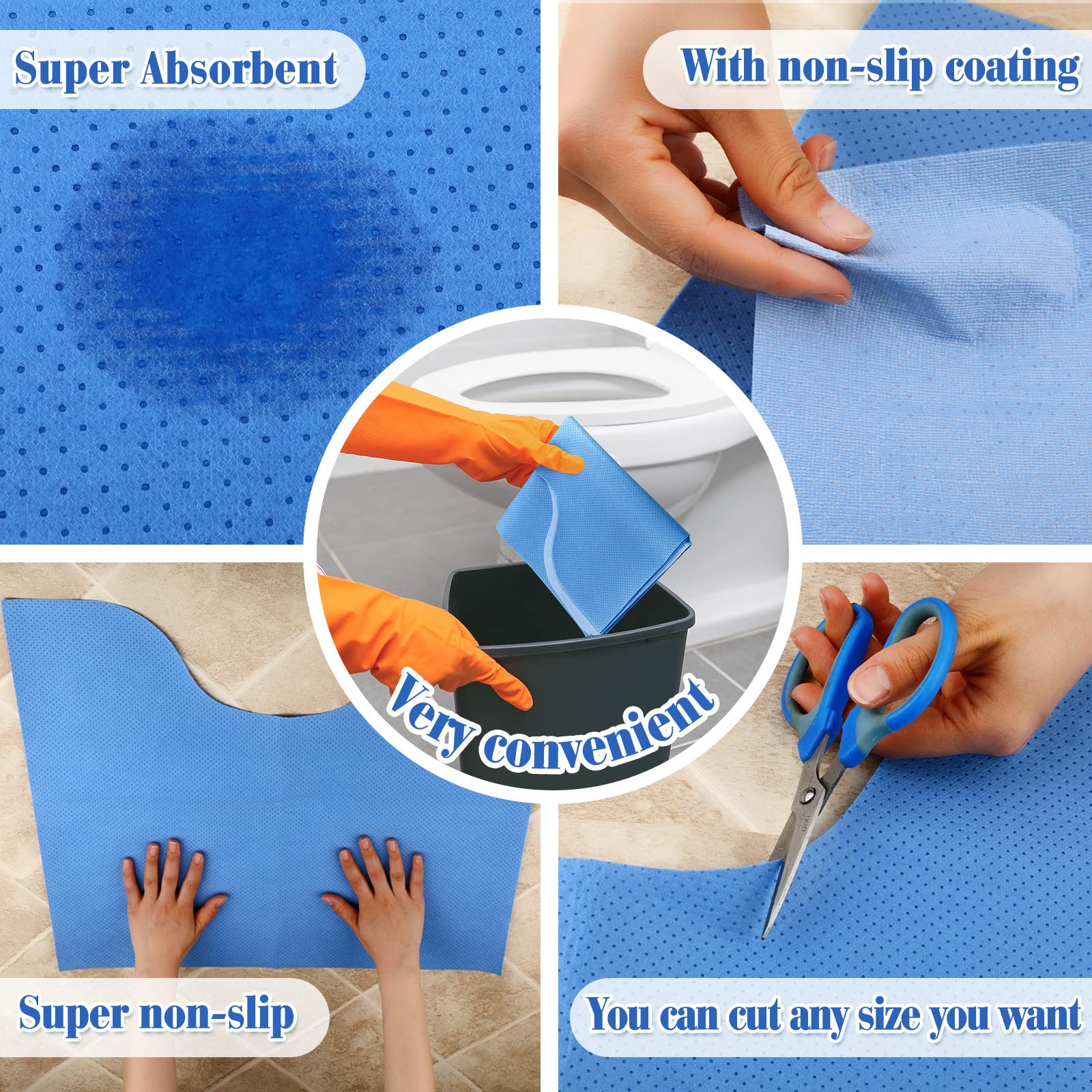 Peryiter anti-slip coating helps the mats stay in place on bathroom floors.