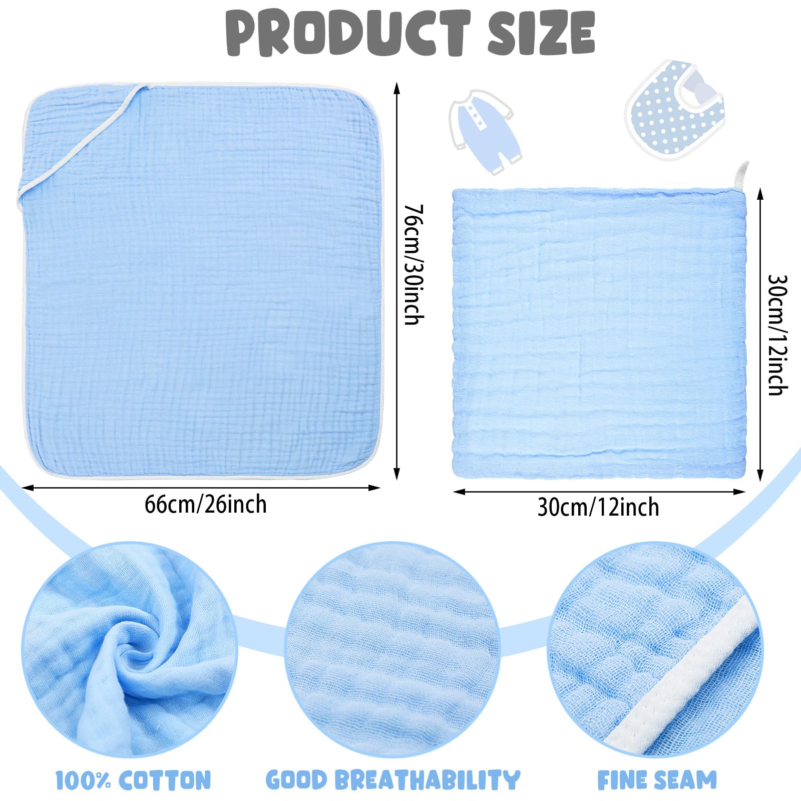 Peryiter baby hooded white towel close-up highlighting plush cotton warmth.