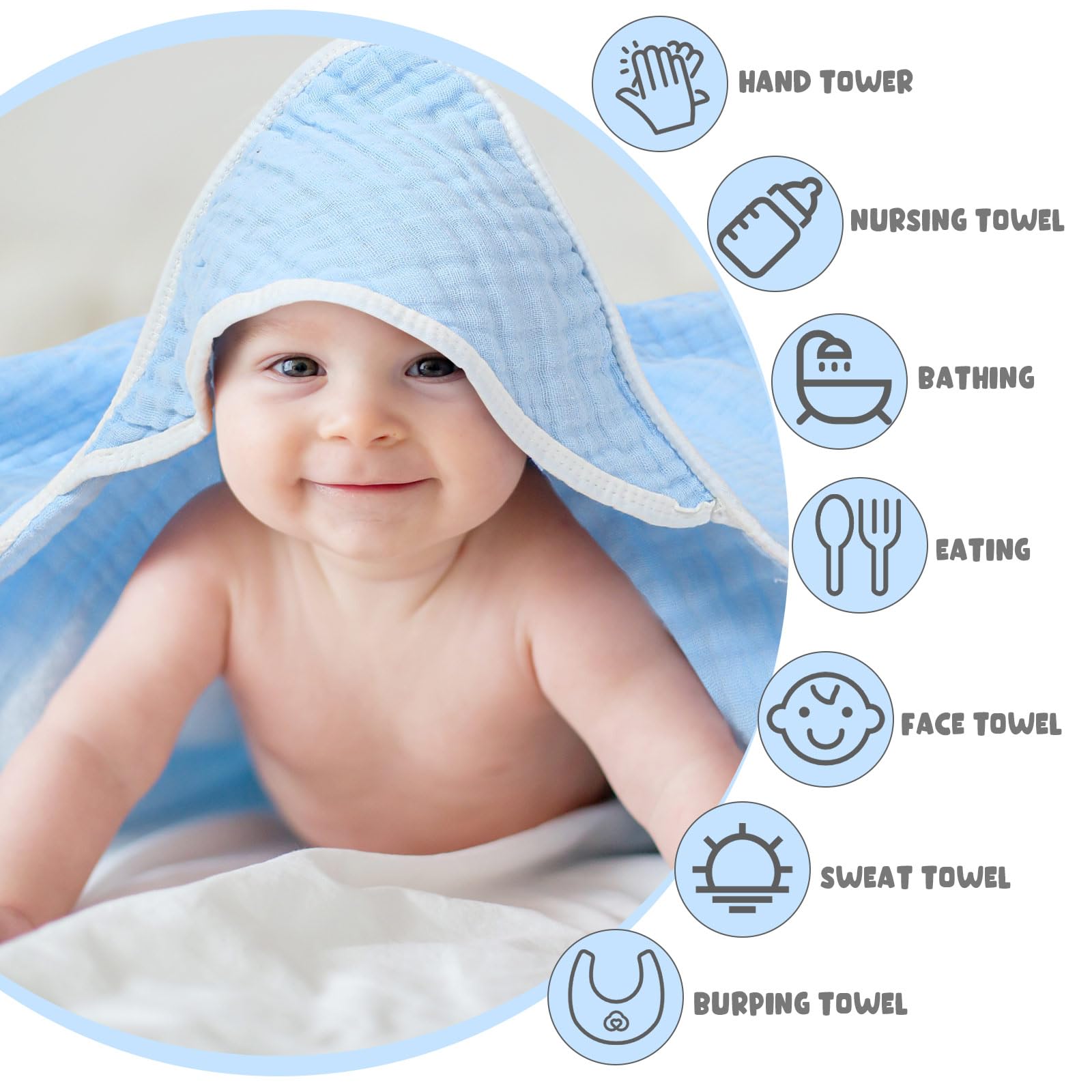 Peryiter baby towel set packaging image emphasizing value and quantity.