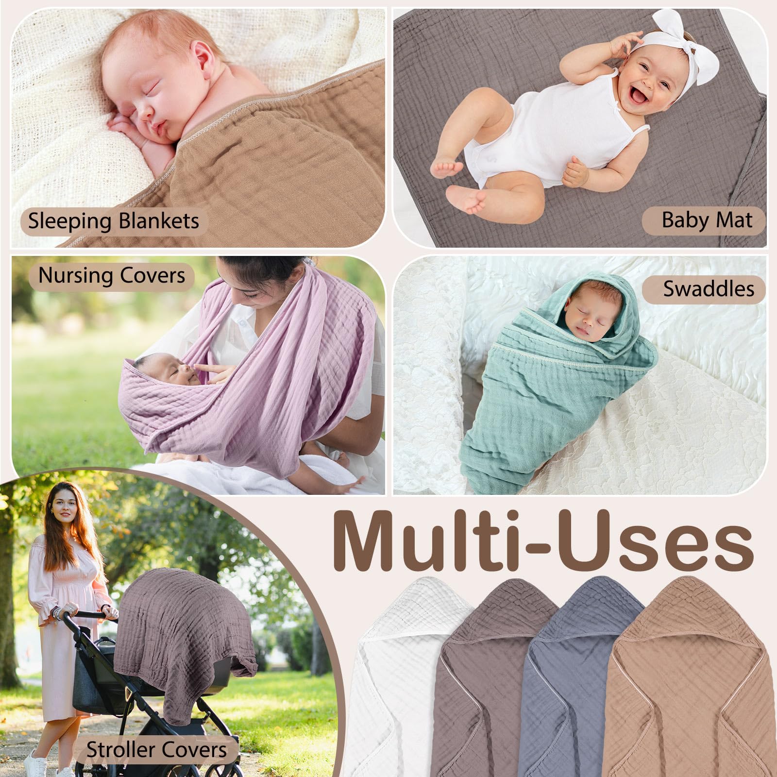 Peryiter baby towel doubles as swaddle or blanket for outings.