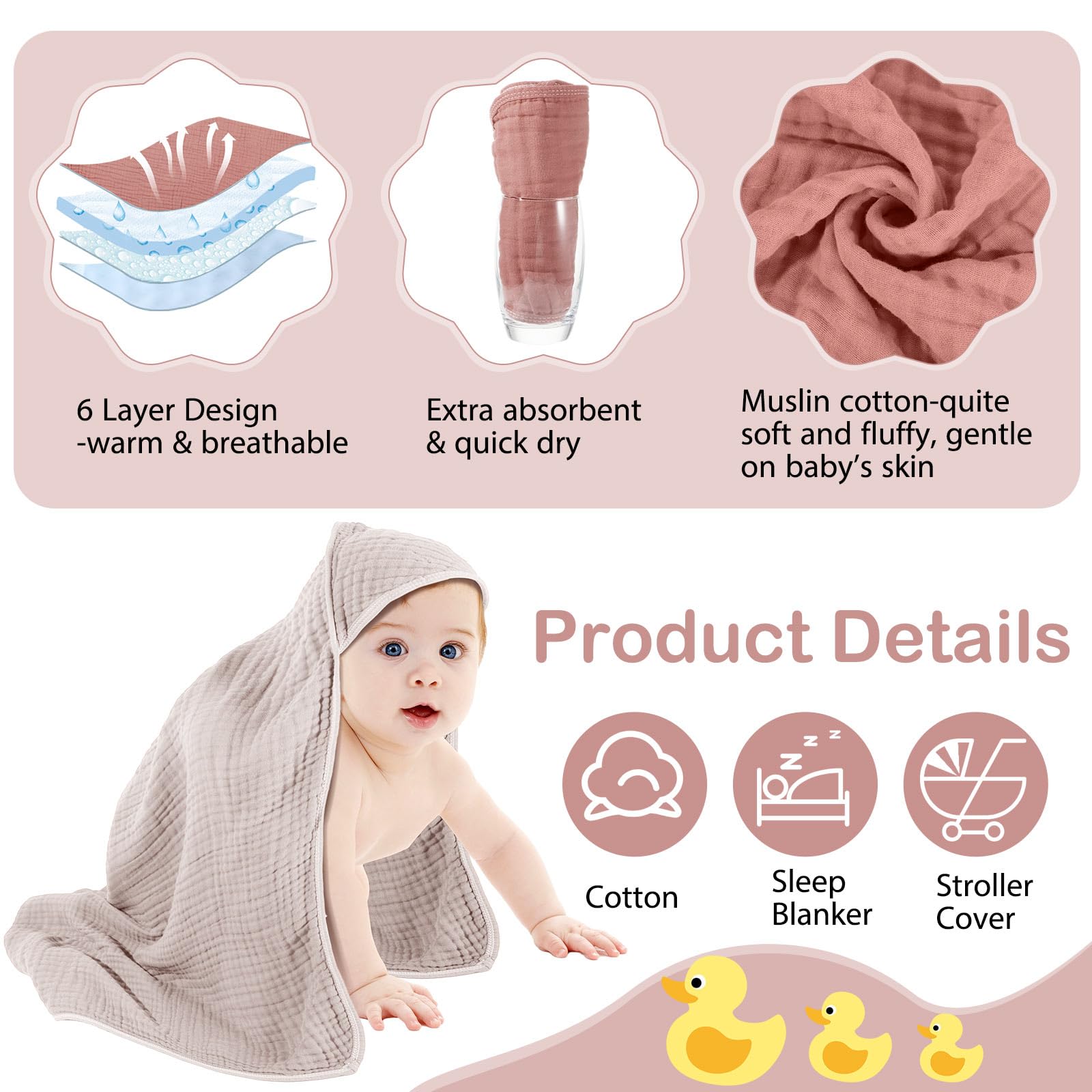 Peryiter hooded towel wrapping a newborn after bath for gentle warmth