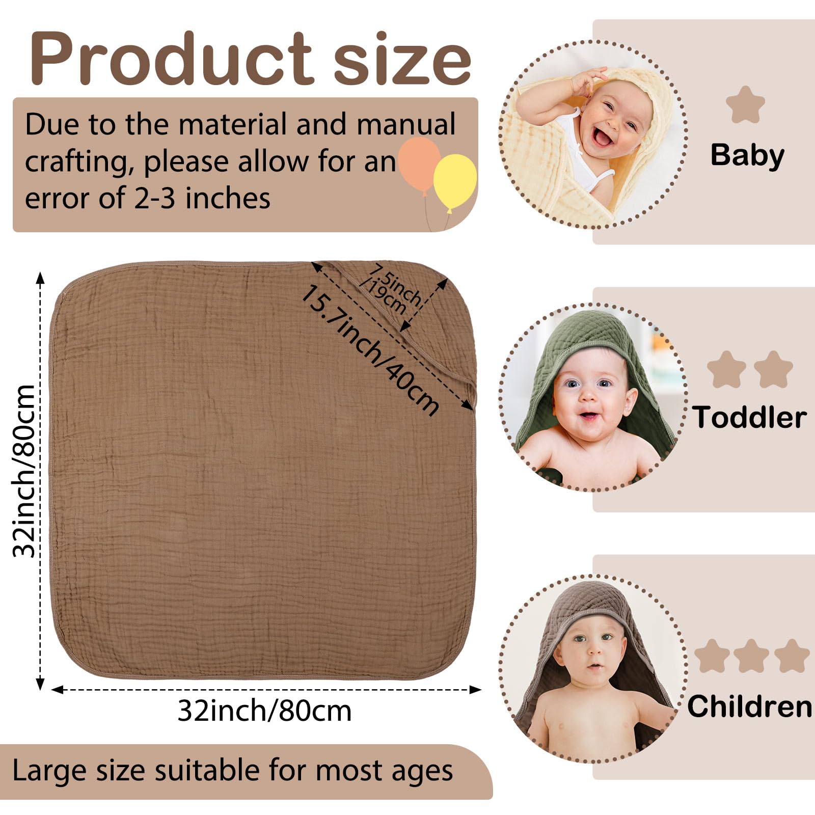 Peryiter baby towel wrapped around baby showing full-body coverage.
