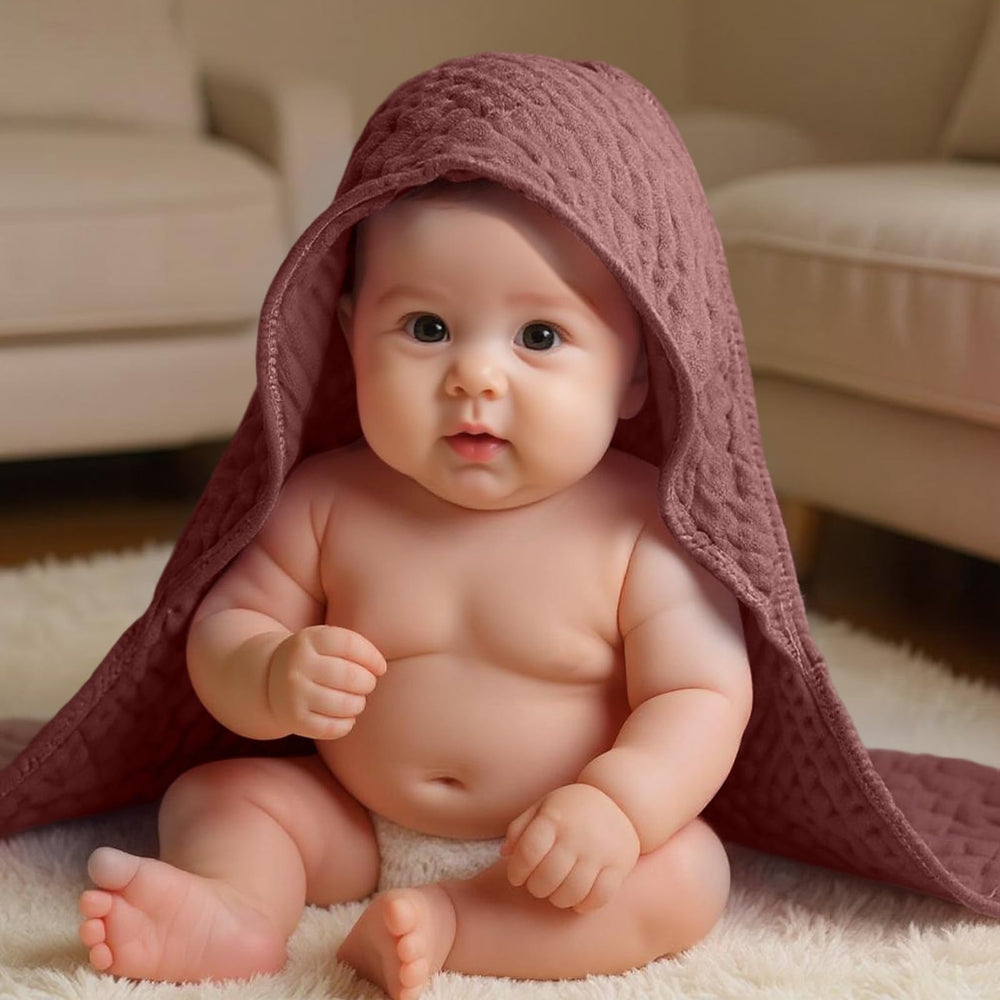 Peryiter baby towels in pink blush and red offer stylish newborn gifting
