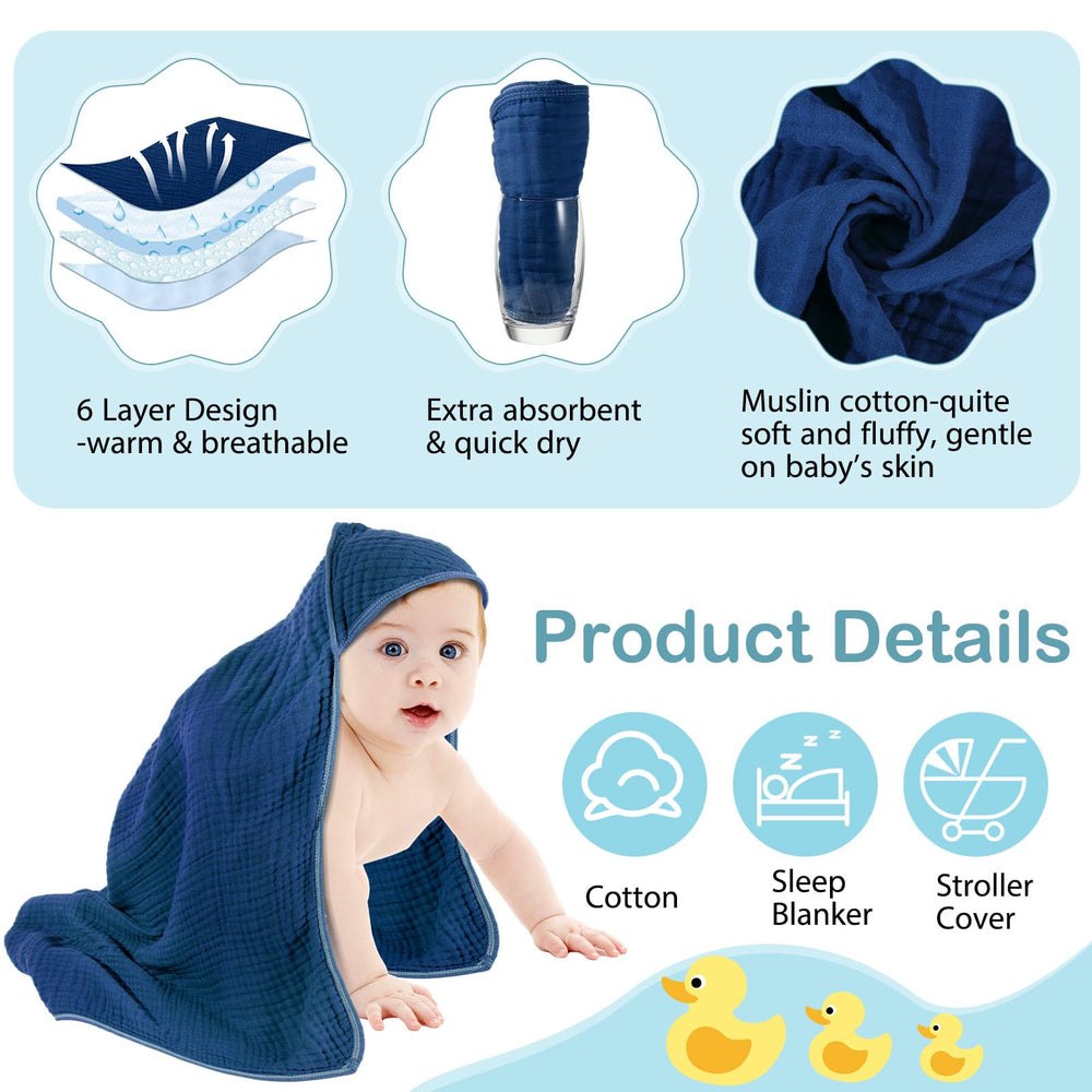Peryiter blue-series 6-layer towel demonstrates quick moisture absorption after bath.