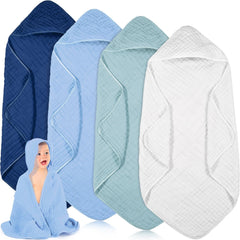Peryiter blue-series hooded towel folded shows a soft post-bath newborn wrap.