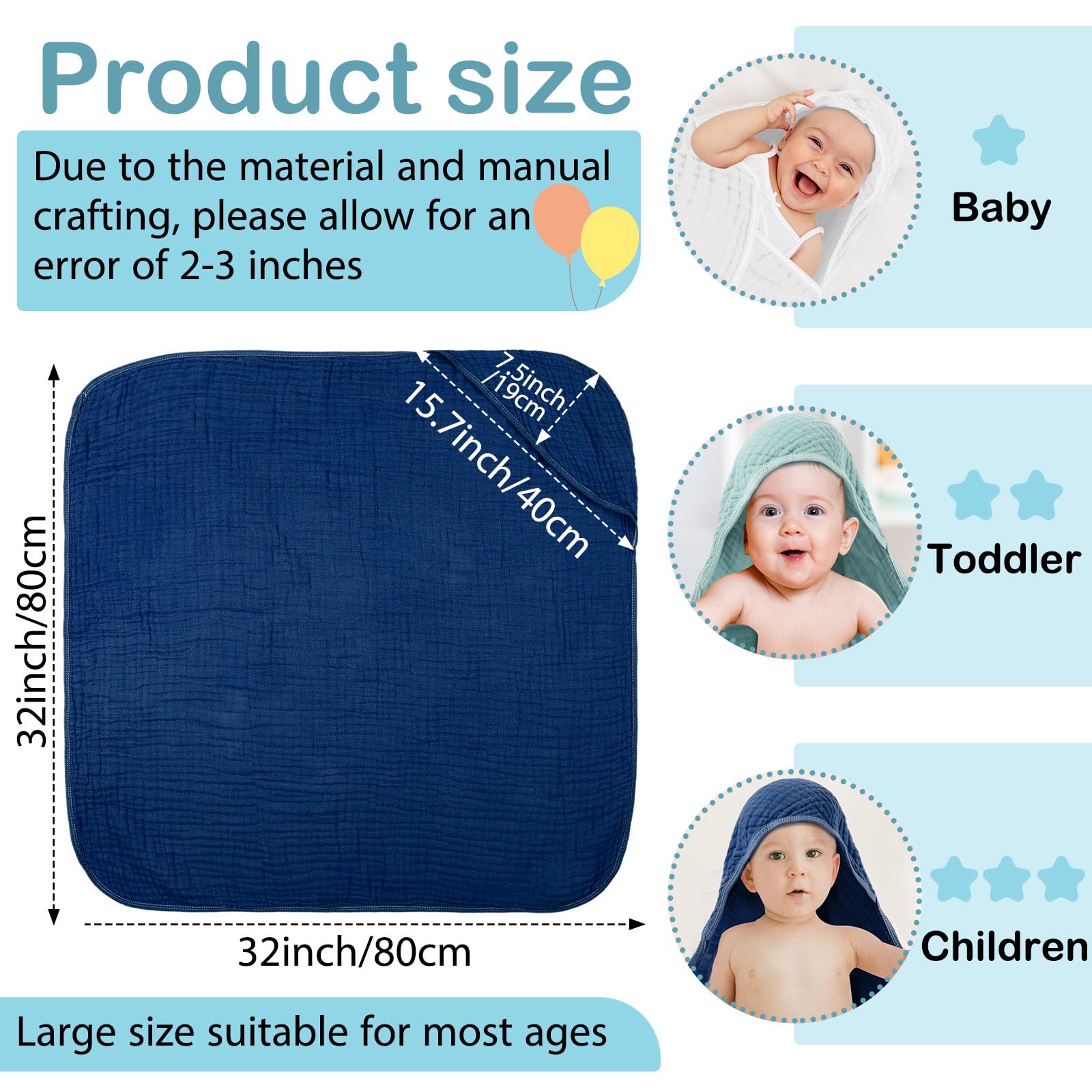 Peryiter blue-series hooded towel on baby providing plush warmth after bath.