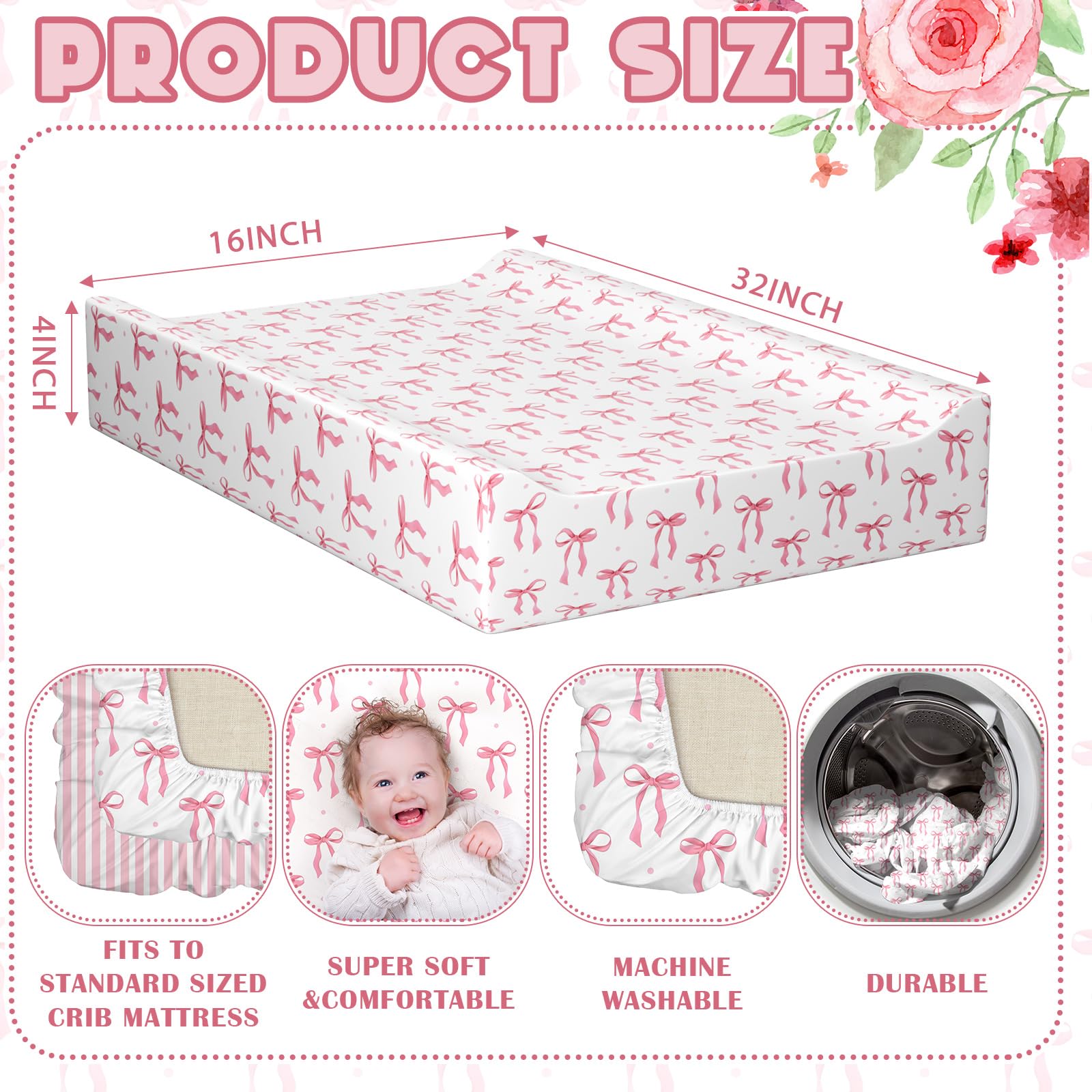 Peryiter pink bow closeup fabric shows plush, skin-friendly texture