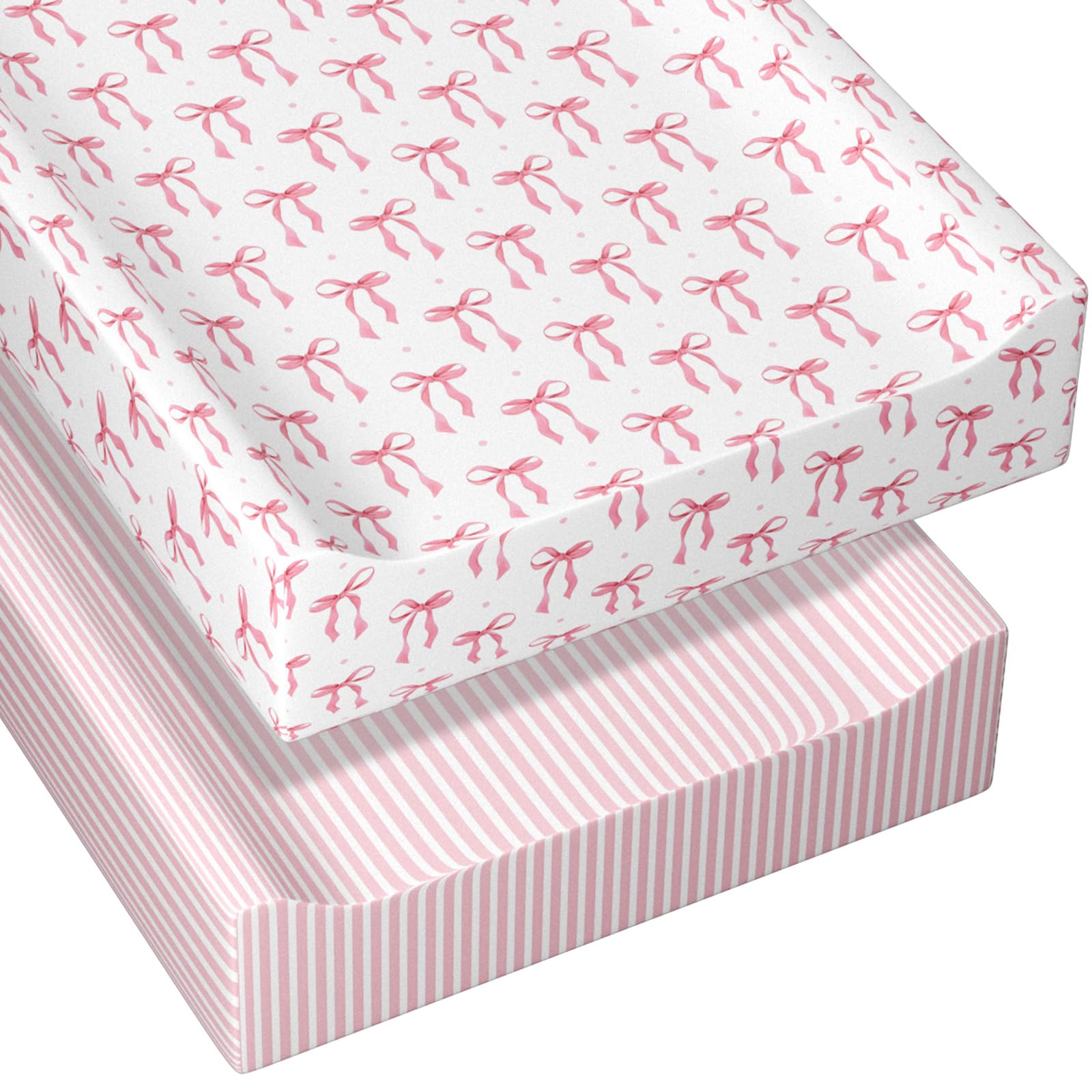Peryiter pink bow changing pad cover front with soft microfibre for gentle diaper changes