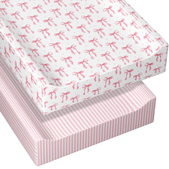 Peryiter pink bow changing pad cover front with soft microfibre for gentle diaper changes