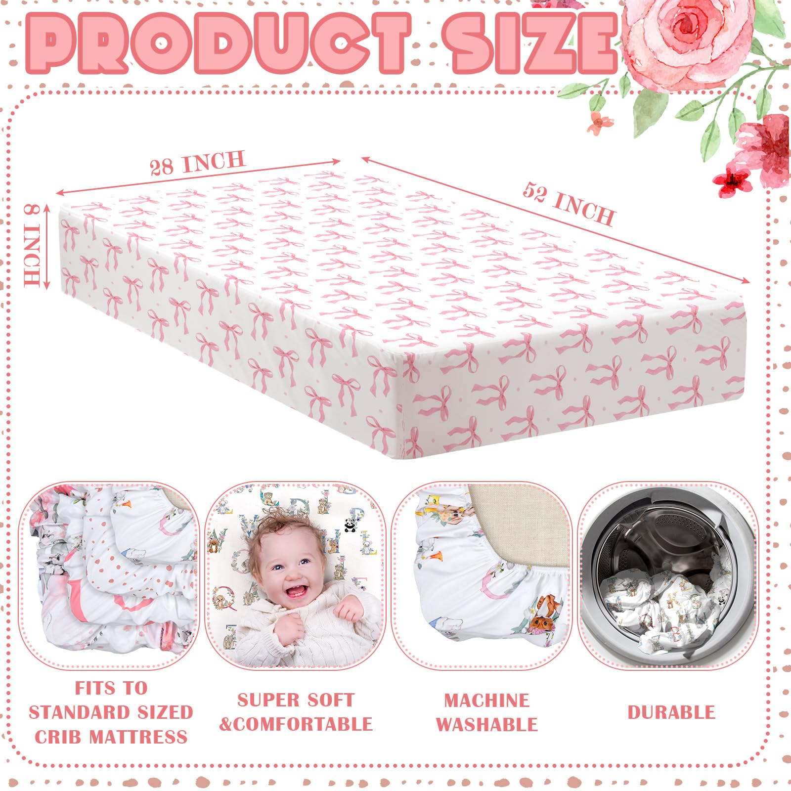 Peryiter crib sheets with daisies design brighten the nursery and simplify daily changes.