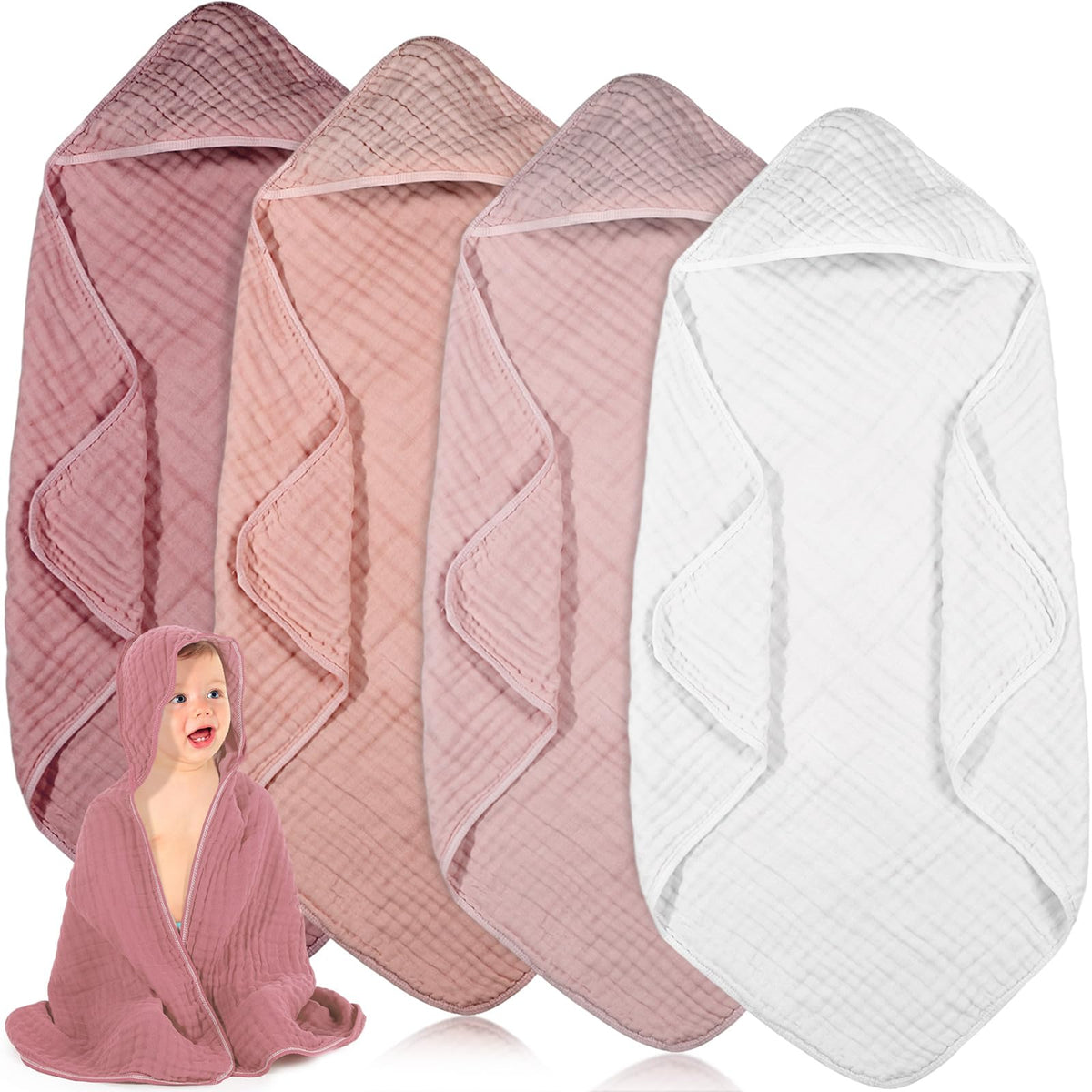 Peryiter hooded baby towel 32x32 pack provides full-body coverage after bath