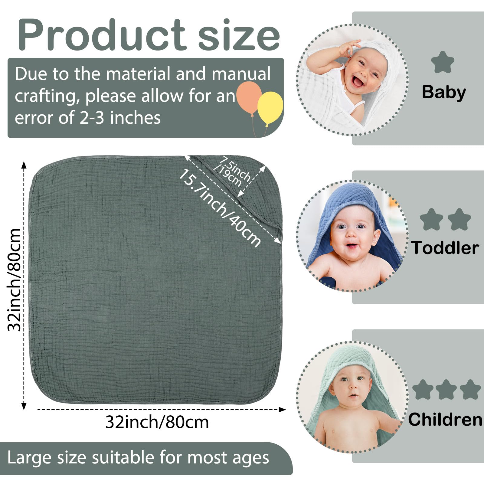 Peryiter hooded towel close-up shows soft cotton and plush edges.