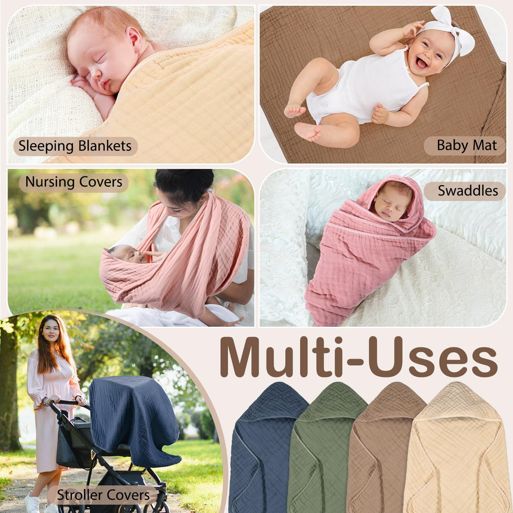 Peryiter green hooded towel shown as wrap and swaddle after bath.