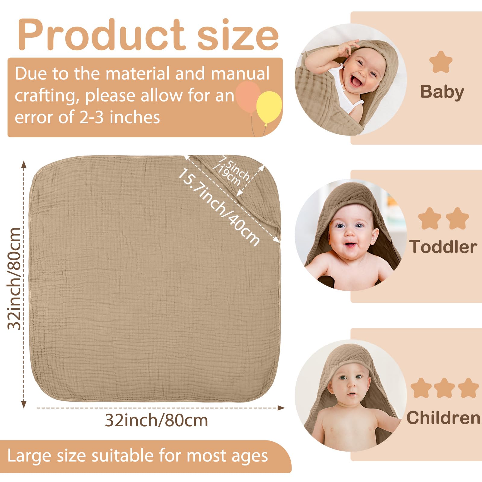 Peryiter hooded towel stitch detail highlights sturdy brim for durable bath time use