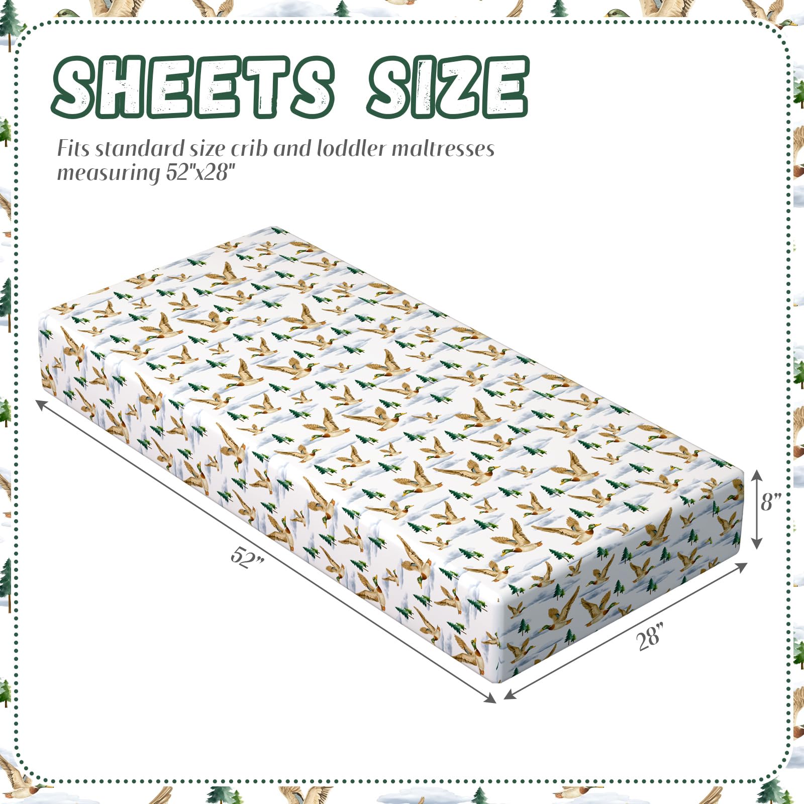 Peryiter Mallard Duck crib sheets two-pack simplifies nursery setup and rotation.