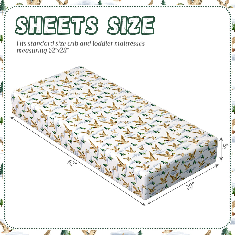 Peryiter Mallard Duck crib sheets two-pack simplifies nursery setup and rotation.
