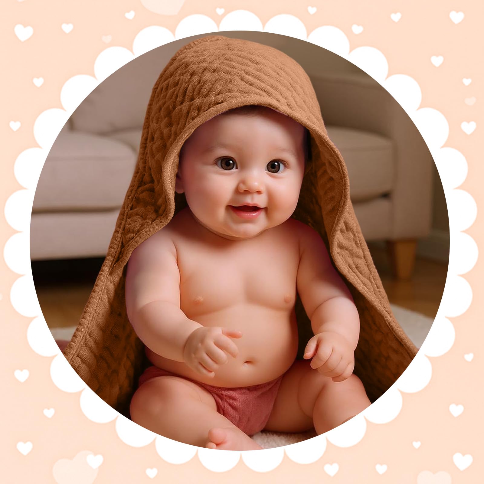 Peryiter blue hooded towel used as swaddle or stroller cover