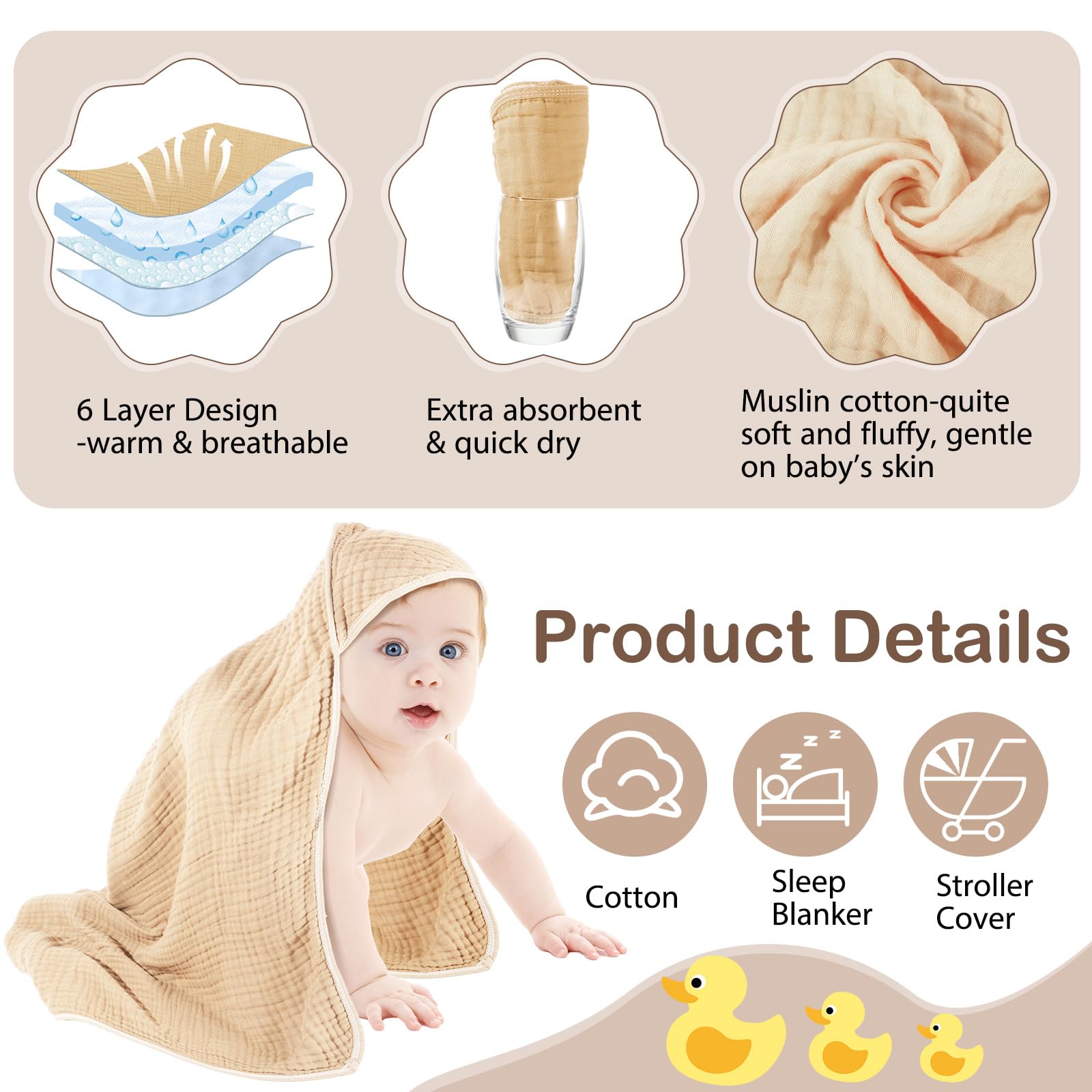 Peryiter 6-layer absorbent towel close-up highlights quick moisture absorption.