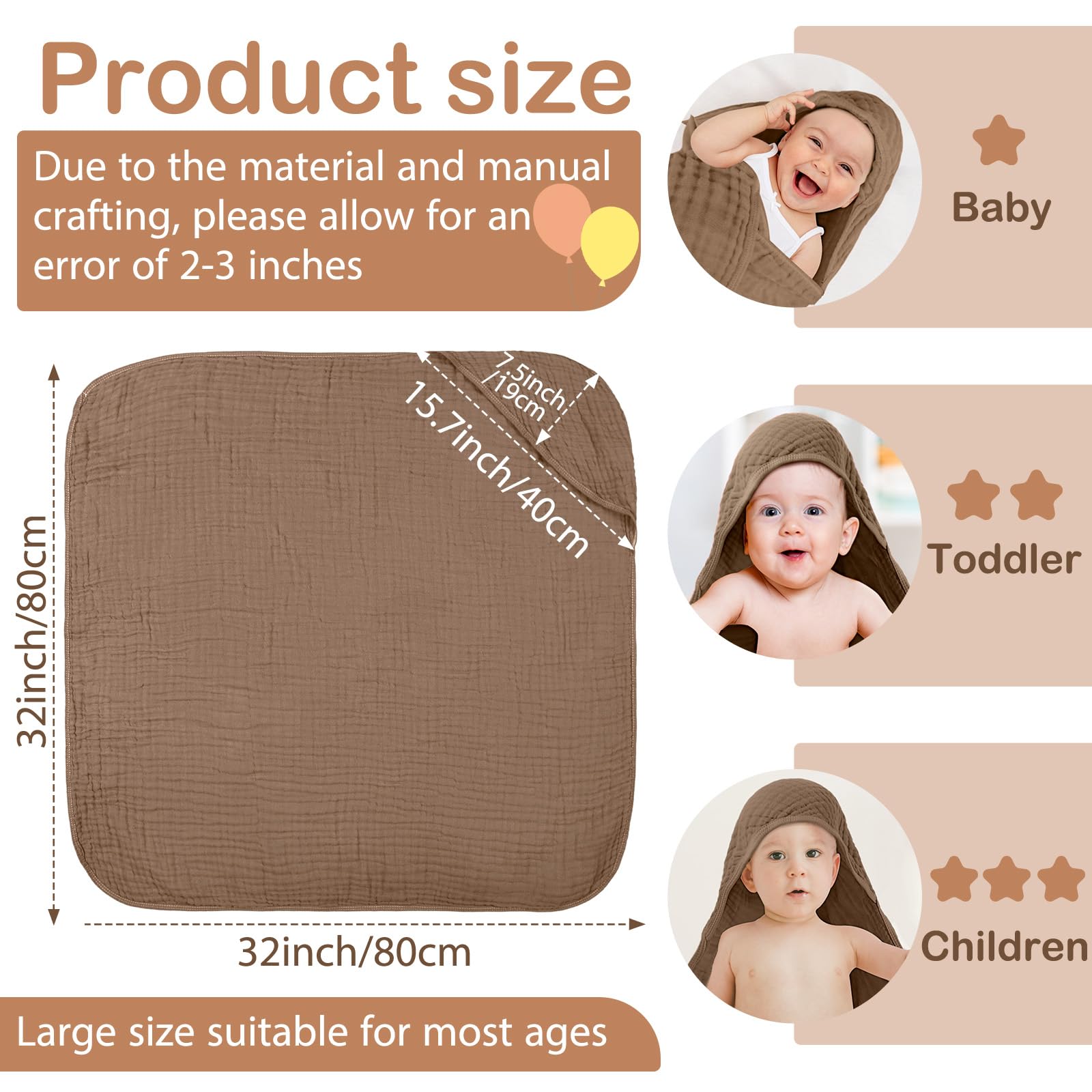 Peryiter hooded towel close-up shows thick absorbent layers for quick moisture pickup.