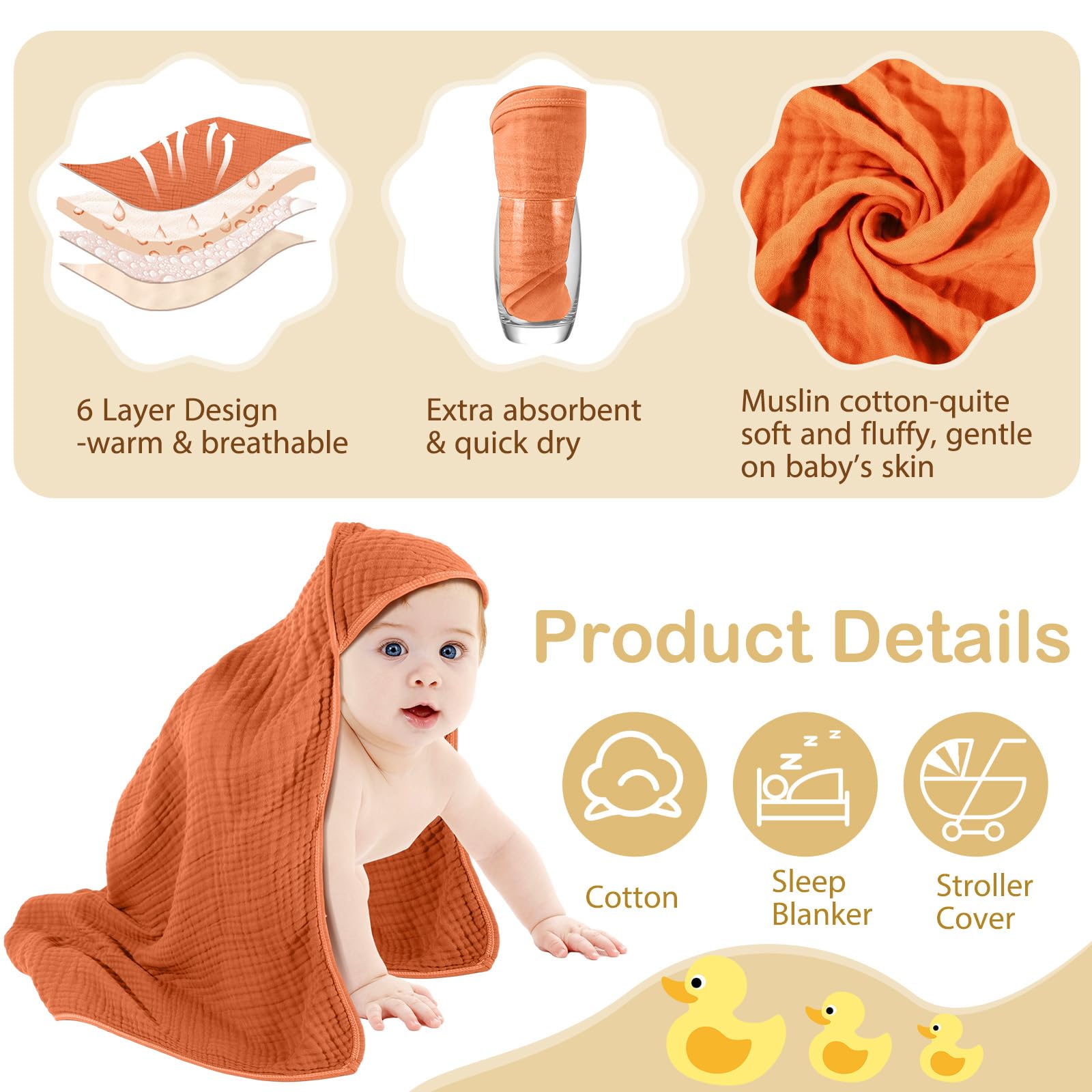 Peryiter muslin towels color variety with yellow blue green orange promotes gender-neutral bath aesthetics.